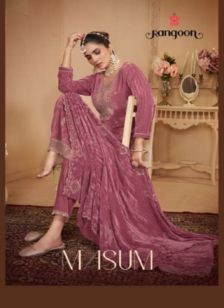 Masum By Rangoon Crush With Fancy Beads Work Top With Bottom Dupatta